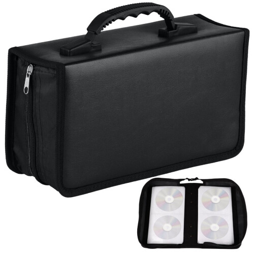 PU Leather CD Binder Case 128-Disc Portable Organizer