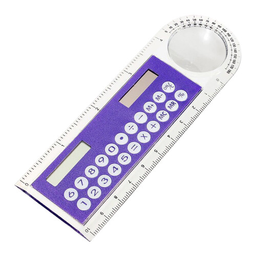 Lksixu 4-in-1 student calculator with ruler magnifier