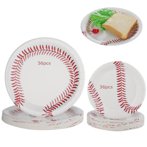 Baseball Paper Plates 7" and 9" 72 pcs