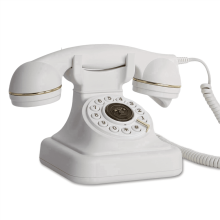 Vintage rotary landline telephone white wired