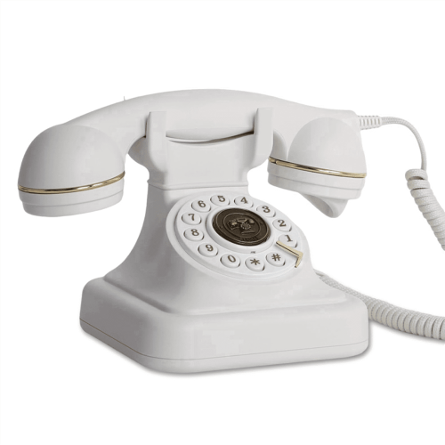 Vintage rotary landline telephone white wired