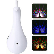 (white) Peacock Projection Desk Lamp Party:Remote Control Night Light Home USB Charging