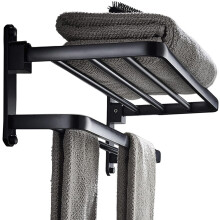 Bathroom Towel Rack Matte Black Two Bars