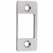 Deadbolt Strike Plate Large Hole Narrow Edge 1 Piece Silver