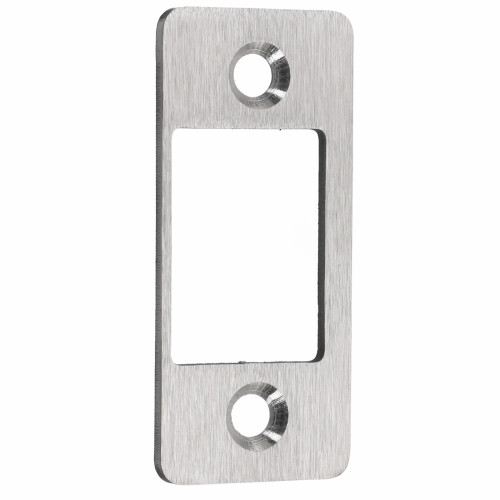 Deadbolt Strike Plate Large Hole Narrow Edge 1 Piece Silver
