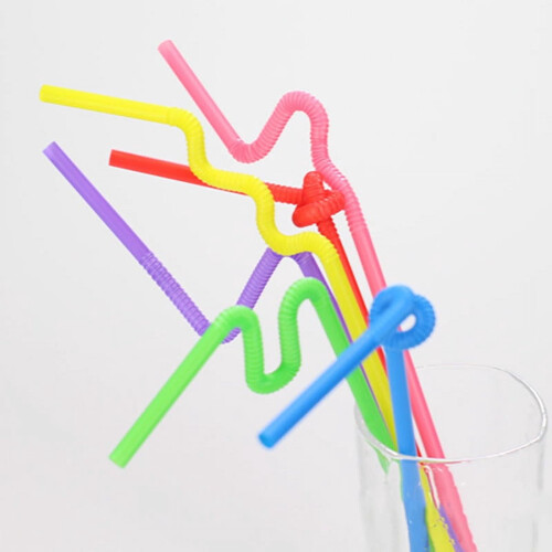 Plastic drinking straws flexible bendy 100 pcs 2