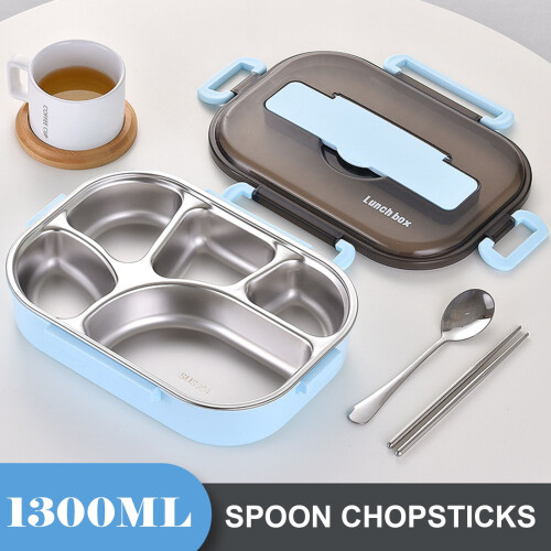 Stainless Steel Bento Box 5-Compartment 1300ml