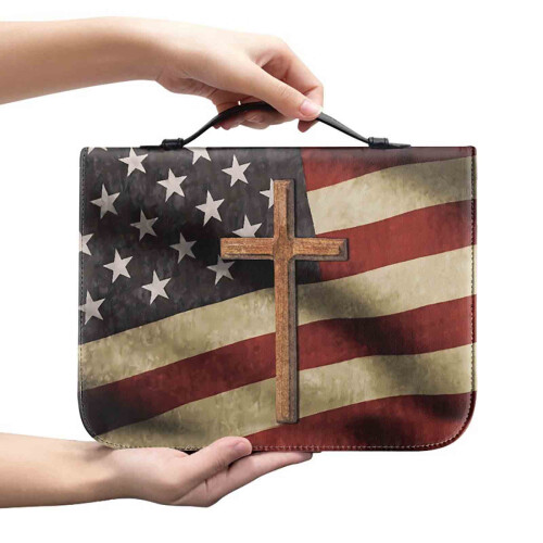 Floral Leather Bible Cover with Handles