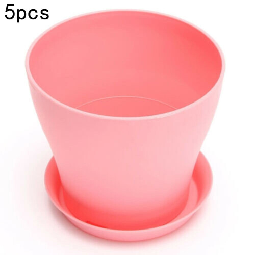 Flower Pots Gloss Resin Decorative 5PCS Pink 2
