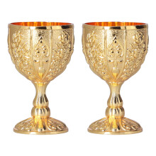 Medieval Vintage Wine Chalice Golden Goblet 2 pcs