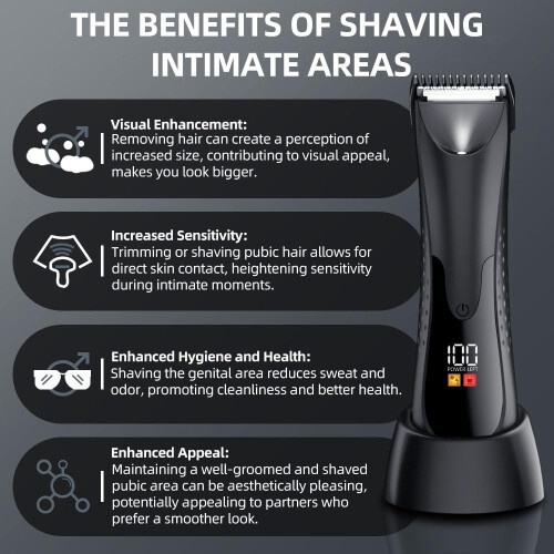 Groin Hair Trimmer for Men with Ceramic Blade LED Light 2