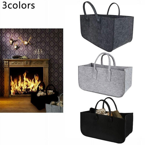 Fireplace wood storage bag felt magazine rack 2