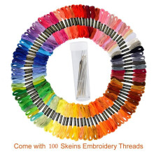 LOVEVER Rainbow Embroidery Floss 100 Skeins with 30 Needles