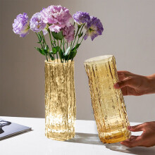 Glass Cylinder Vase with Thick Bottom, Handmade, 1 Piece