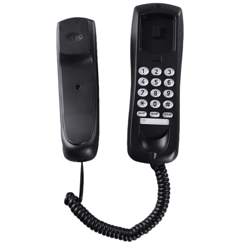 Wall-Mounted Wired Landline Phone Black