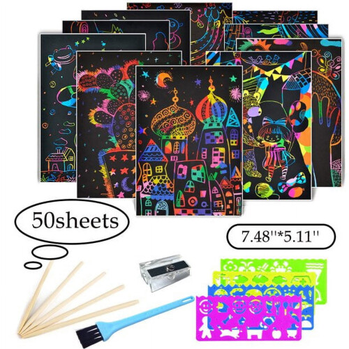 Lnkoo Scratch Paper Art Craft Kit 60 Pieces