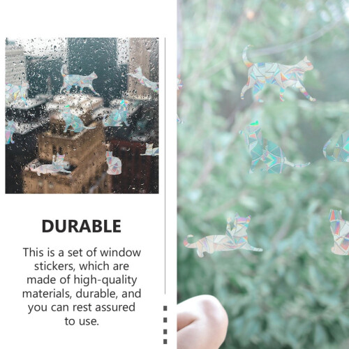 Cat-shaped rainbow prism glass stickers 2 pcs 1
