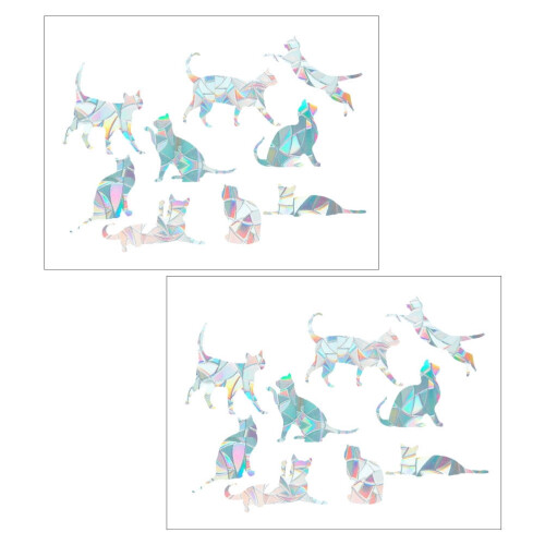 Cat-shaped rainbow prism glass stickers 2 pcs 2
