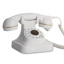 Vintage rotary landline telephone white wired
