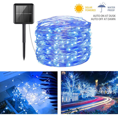 LNKOO solar string lights blue 66 ft 200 LED