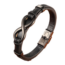 Men's genuine leather bracelet with magnetic clasp 19 cm