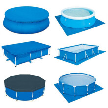 LIZEALUCKY round above-ground pool cover PE blue 6.9 ft