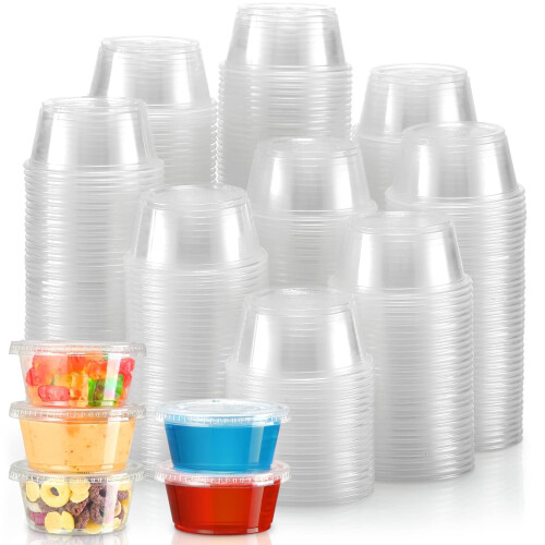 4oz Portion Cups with Lids, Airtight Stackable Plastic, 50