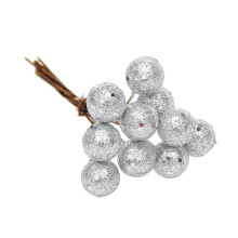 Glittered Berry Picks Christmas Decoration Silver 10pcs