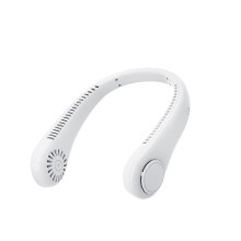 (600 mA, white) Portable Hanging Neck Fan Hands Free Bladeless Cooling Fan Rechargeable