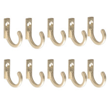 Vintage Brass Wall Hooks Single Prong 10PCS