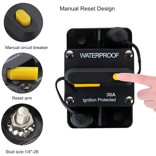 DC Circuit Breaker 30A 12V-48V Manual Reset 2