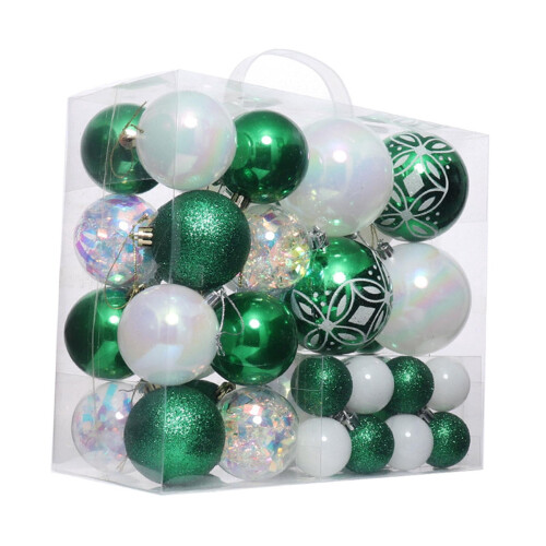 Christmas Balls Tree Ornaments 46 pcs White Green 1