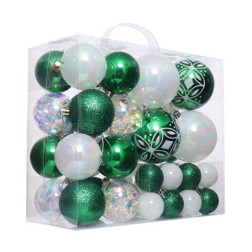 Christmas Balls Tree Ornaments 46 pcs White Green 2
