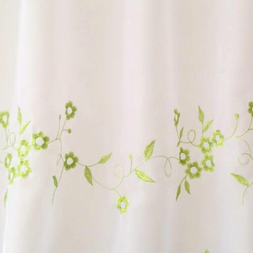 Embroidered kitchen window tiers eyelet valance green 2