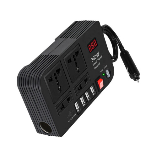Μετατροπέας αυτοκινήτου 300W Dc12V σε Ac220V, πρίζες γρήγορης φόρτισης 4Usb 1