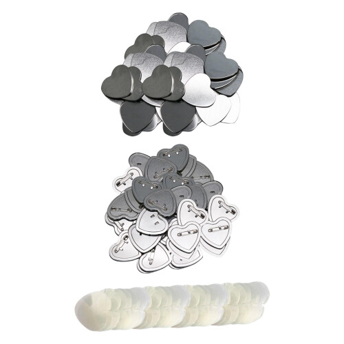 Blank Heart-Shaped Button Badges DIY Supplies 100 pcs 1
