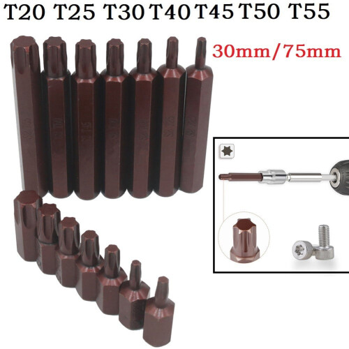 GLFSIL Torx Screwdriver Bits Hex Shank 30mm 75mm T20-T55 2