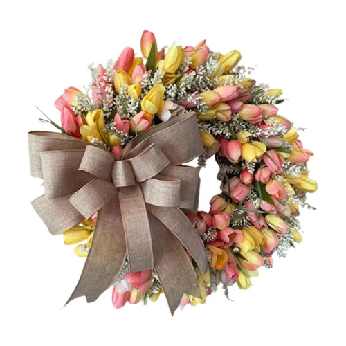 Flower Blossom Spring Wreath with Bowknot 45cm 1