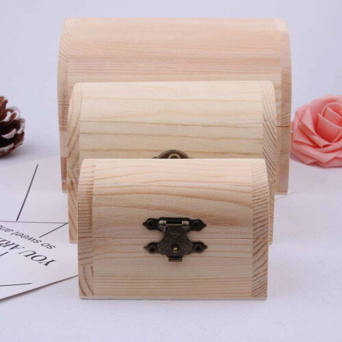 Wooden arched hinged storage box craft gift 1 piece 1