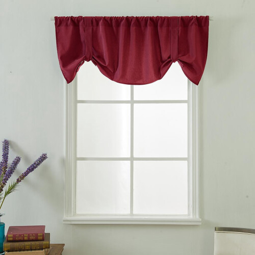 Burgundy window tier valance 1 panel height adjustable 1