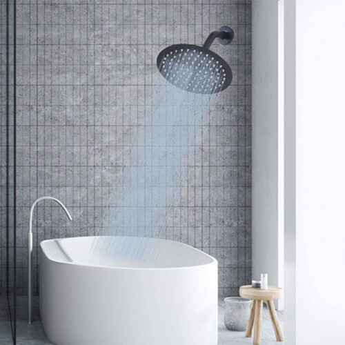 Black Round Rain Shower Head High Pressure 8 Inch