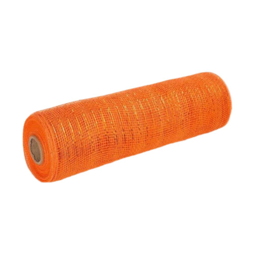 Orange mesh ribbon roll for wreath making, 10 in x 30 ft 1
