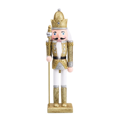 Wooden Christmas Nutcracker Soldier Figure Gold Decor 1 2