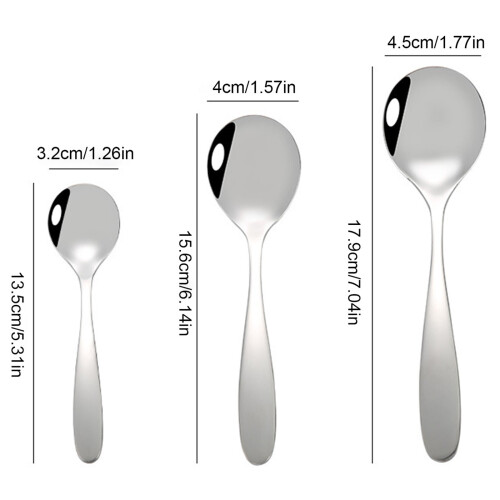 Stainless Steel Cooking Spoon Set Large Medium Small 2