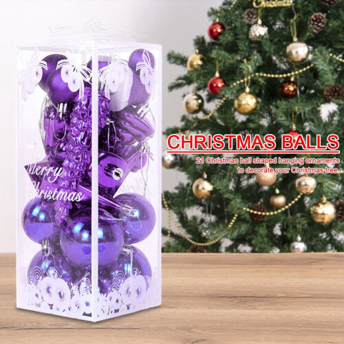 Christmas tree ornaments purple plastic 21 pcs 2