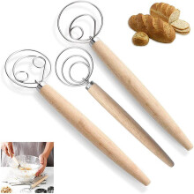 Danish Dough Whisk Bread Mixer,9 Pcs Stainless Steel Dutch Whisk for Cake Dessert Bread Pizza Pastry Kitchen Baking Tool