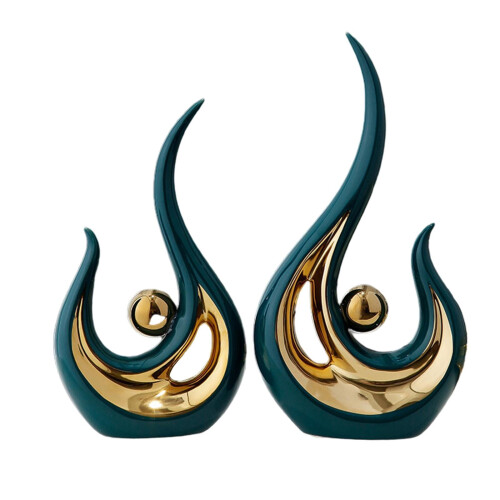 Ceramic Statue Ornament Abstract Art Figurine 2 pcs 1