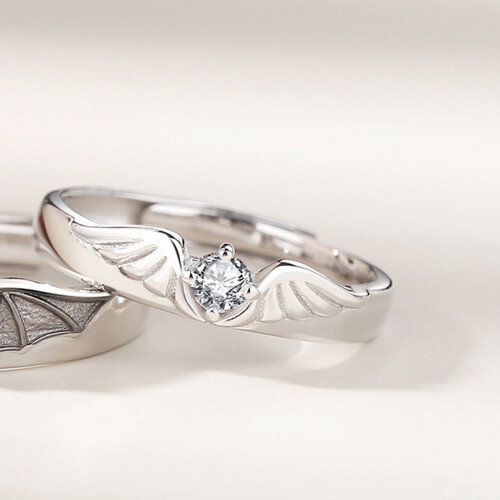 Angel Promise Rings for Couples Adjustable Size 2