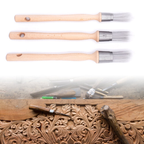 Edge Paint Brush Wooden Handle Fine Tip 3-Pack 1