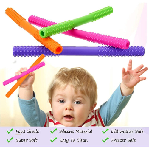 Roofei hollow baby teething tubes silicone 4 pack 1